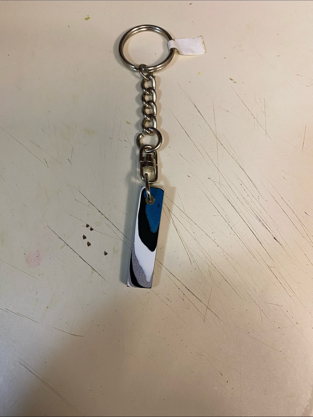 Blue White Black fordite Keychain